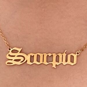 Gold Stainless Steel Scorpio Zodiac Sign Chain Necklace